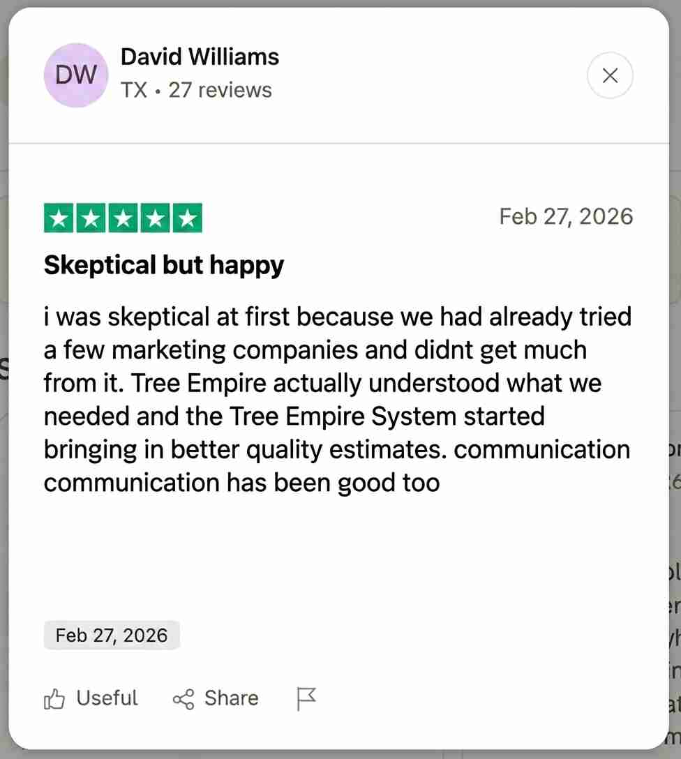 Tree Empire testimonial screenshot 1