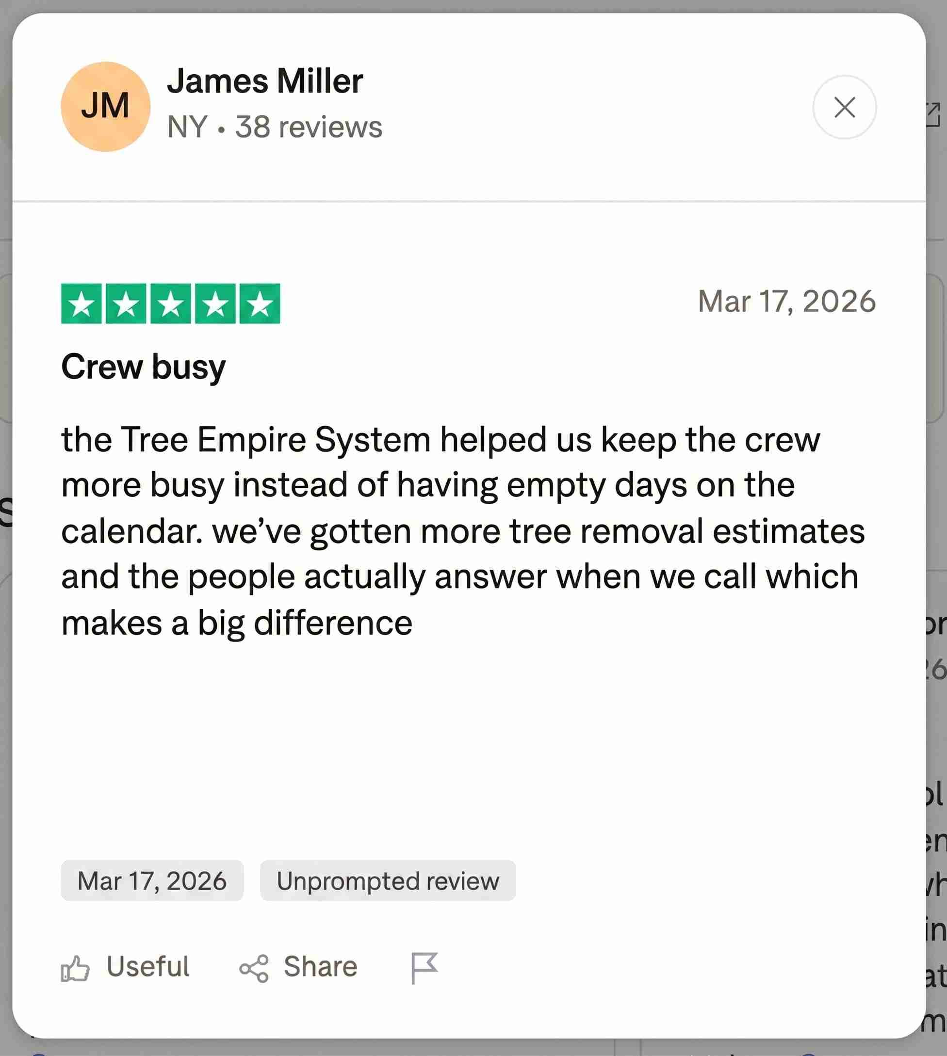Tree Empire testimonial screenshot 2