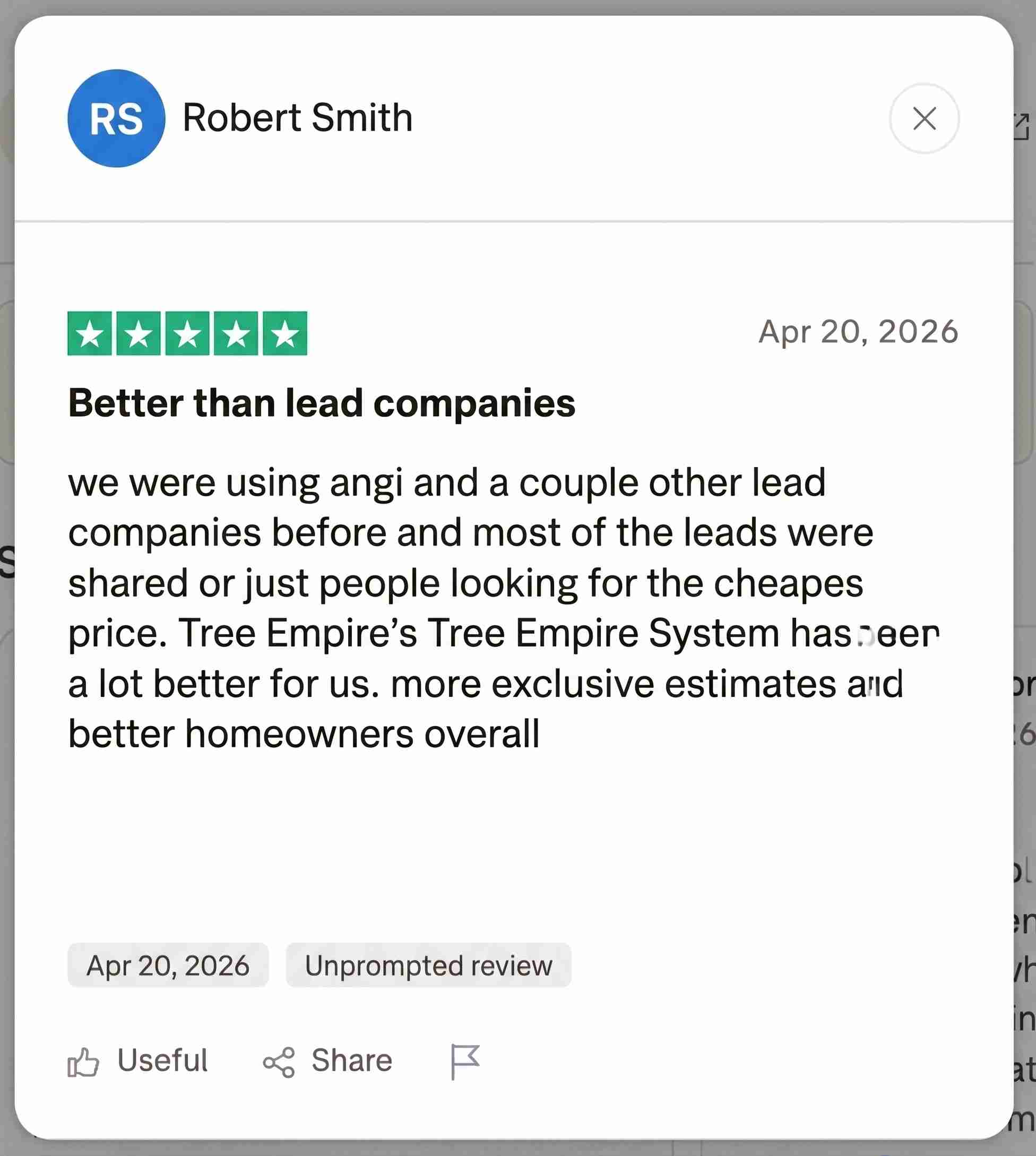 Tree Empire testimonial screenshot 5