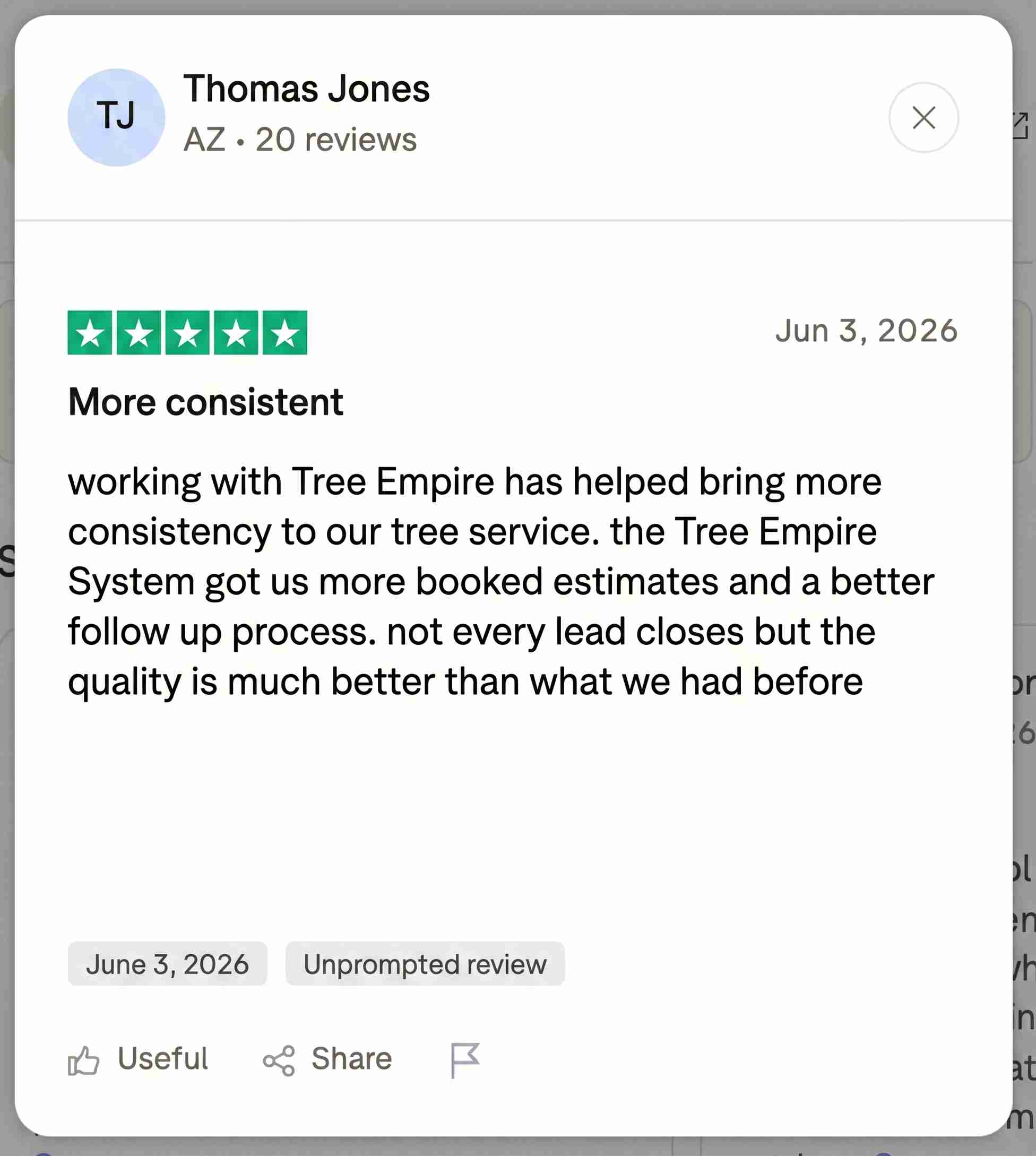 Tree Empire testimonial screenshot 6